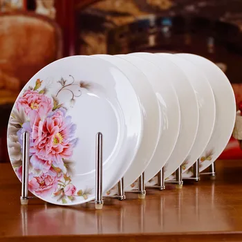 

6pcs/set Chinese Dining Room Ceramic Tableware Jingdezhen Bone China Porcelain Dinnerware 8*inch Deep Soup Dishes Sushi Plates