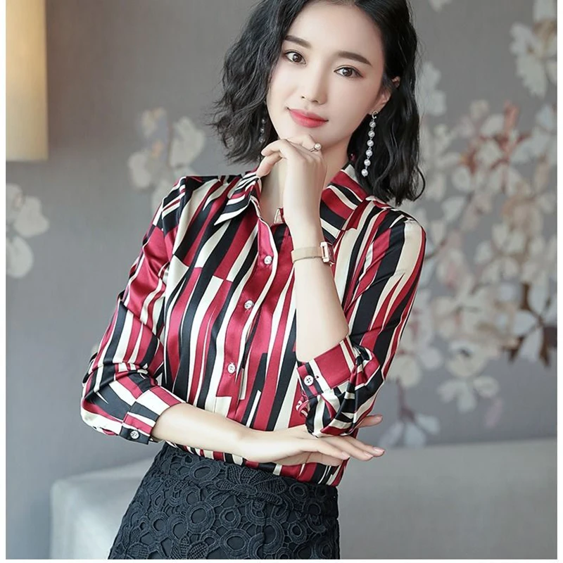 Women Faux Silk Spring Autumn Style Blouses Shirts Lady Casual Long Sleeve Turn-down Collar Blusas Tops DD8121
Women Faux Silk Spring Autumn Style Blouses Shirts Lady Casual Long Sleeve Turn-down Collar Blusas Tops DD8121