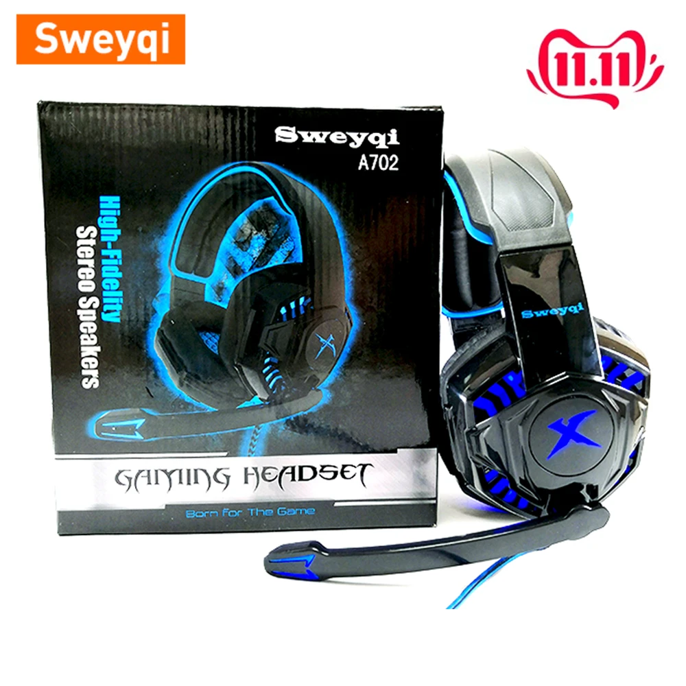 Sweyqi A702 Gaming Headset For Xbox one PS4 Over-Ear Headphones with Noise Canceling Mic,Bass Surround Soft Memory Earmuffs
Sweyqi A702 Gaming Headset For Xbox one PS4 Over-Ear Headphones with Noise Canceling Mic,Bass Surround Soft Memory Earmuffs