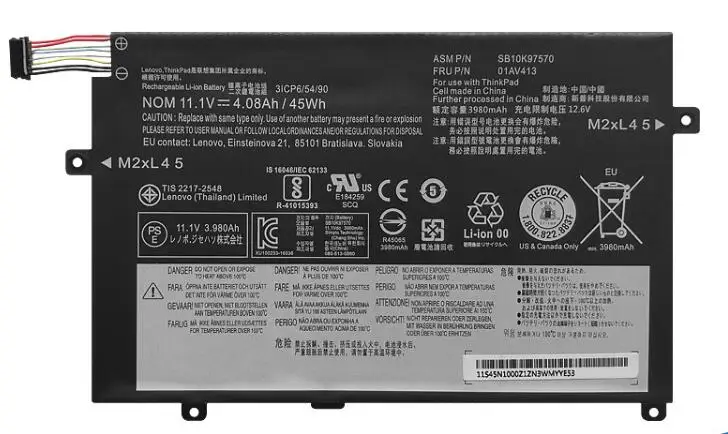 Аккумулятор для ноутбуков Lenovo ThinkPad E470 E470C E475 серии SB10K97568 SB10K97569 SB10K97570 01AV411 01AV412 01AV413