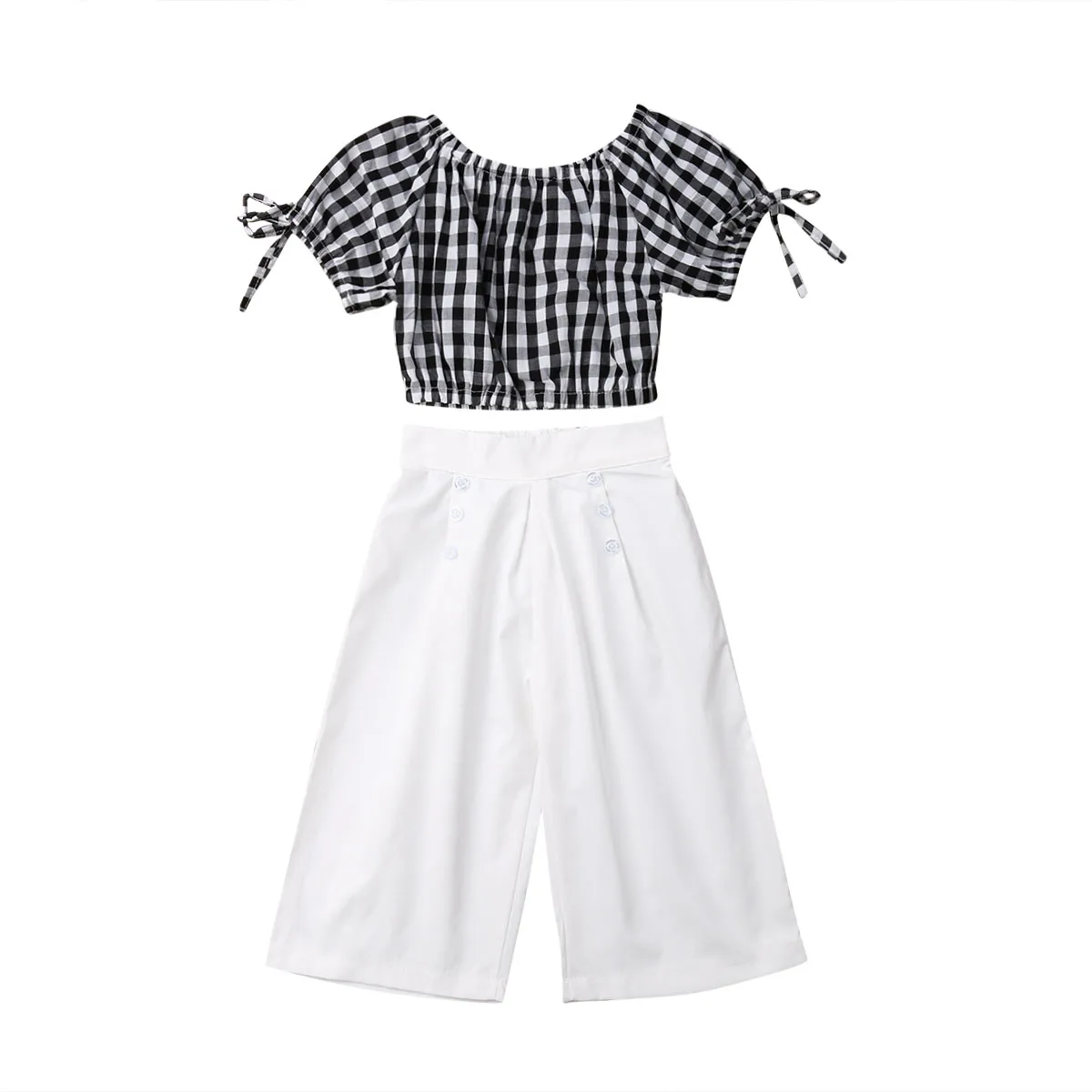 Fashion Kids Baby Girl Off Shoulder Checks Tops Shirt + Long Wide Leg Pants Outfits Cotton Pop Kids Clothes Sets 2-6T
Fashion Kids Baby Girl Off Shoulder Checks Tops Shirt + Long Wide Leg Pants Outfits Cotton Pop Kids Clothes Sets 2-6T