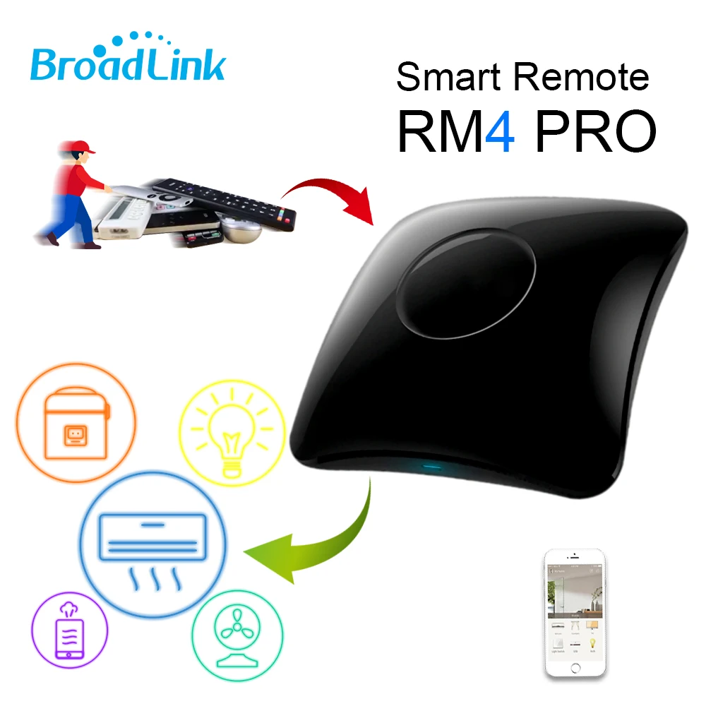 Newest BroadLink RM4 Pro Smart Universal Remote For IR and RF 433/315 appliances Alexa Google Home Voice Control HTS2 Sensor
Newest BroadLink RM4 Pro Smart Universal Remote For IR and RF 433/315 appliances Alexa Google Home Voice Control HTS2 Sensor