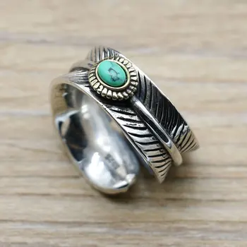 Original Thai Silver Ring Turquoise Indian Feathers S925 Sterling Silver Ring Lovers Tide Jewelry 
Original Thai Silver Ring Turquoise Indian Feathers S925 Sterling Silver Ring Lovers Tide Jewelry