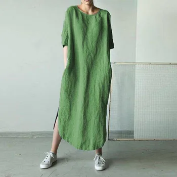 Plus Size 5XL Comfortable Dress Women Solid Color Cotton and Linen Long Sleeve O-Neck Fold Casual Dress Clubwear Ropa Mujer
Plus Size 5XL Comfortable Dress Women Solid Color Cotton and Linen Long Sleeve O-Neck Fold Casual Dress Clubwear Ropa Mujer