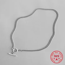 

Pure 925 Silver Vintage Minimalism Cool Chains Necklace Ladies Jewelry