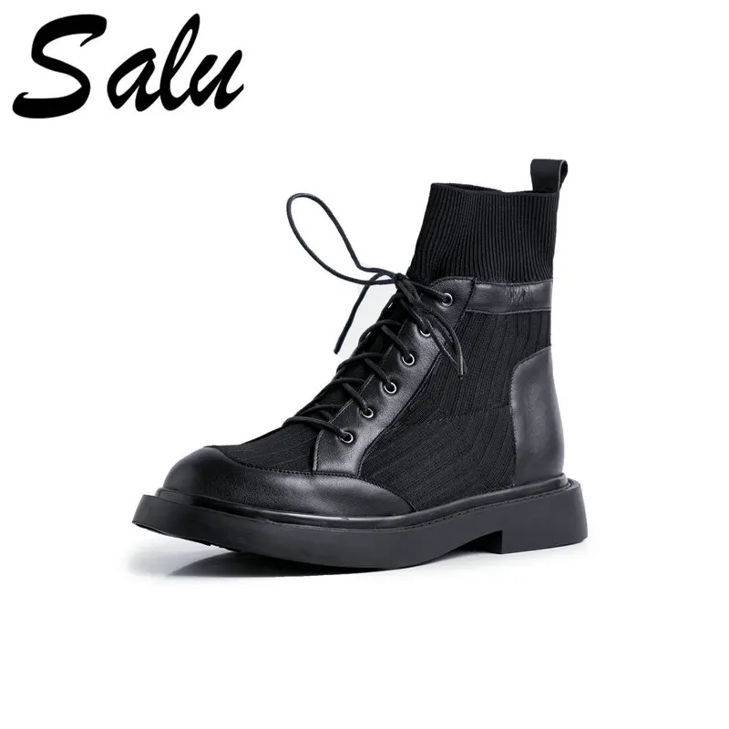Salu Quality Genuine Leather Cross Tied Short Basic Boots Zipper Women Ankle Boots Round Toe Low Heels Party Shoes Woman
Salu Quality Genuine Leather Cross Tied Short Basic Boots Zipper Women Ankle Boots Round Toe Low Heels Party Shoes Woman