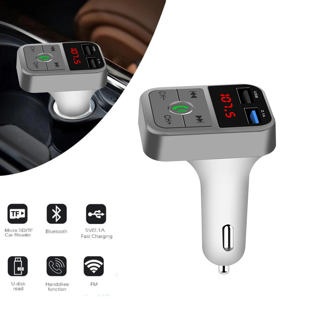 MP3 плеер USB 2.1A автомобильный комплект Handsfree беспроводной Bluetooth FM передатчик