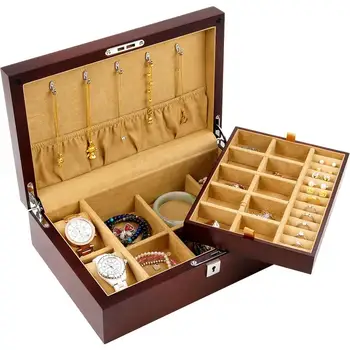 Jewelry Box Wooden Double Storage Jewelry Box Watch Storage Solid Wood Sticker Belt Lock Simple Jewelry Collection
Jewelry Box Wooden Double Storage Jewelry Box Watch Storage Solid Wood Sticker Belt Lock Simple Jewelry Collection