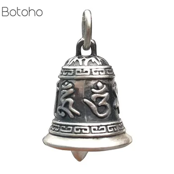 

100% 990 Silver Tibetan Six Words Bell Pendant vintage pure silver Buddhist OM Mantra Bell Pendant Good Luck Amulet