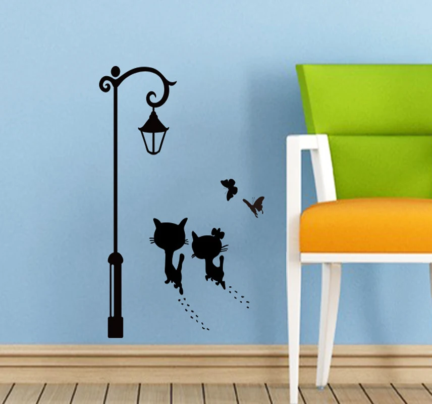 Наклейки на стену с изображением кошки декоративные наклейки в виде бабочки для