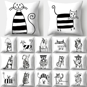 Black White Cat Pattern Decorative Cushions Pillowcase Polyester Cushion Cover Throw Pillow Sofa Decoration Pillowcover 40921 
Black White Cat Pattern Decorative Cushions Pillowcase Polyester Cushion Cover Throw Pillow Sofa Decoration Pillowcover 40921