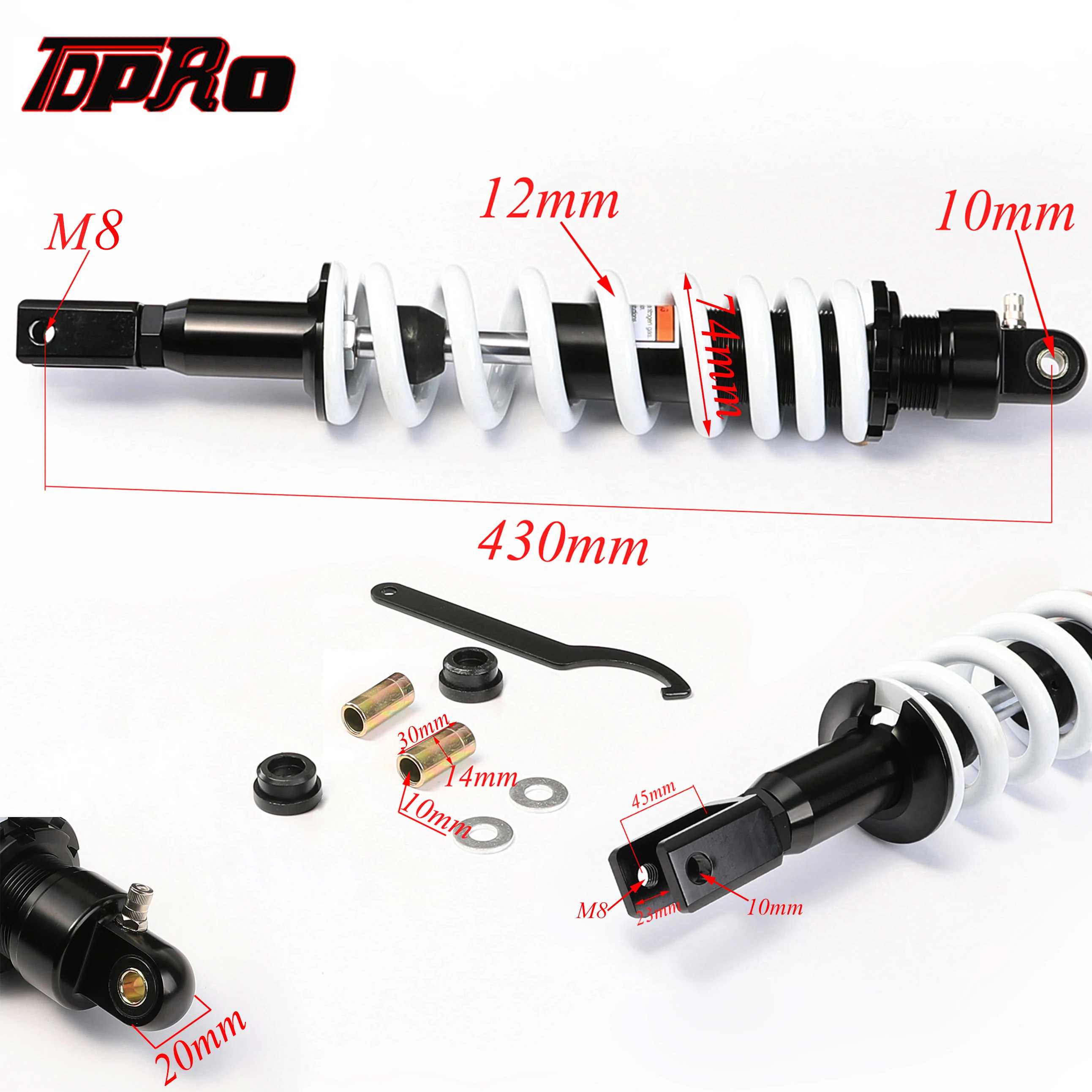 430MM 17'' Motorcycle Scooter Rear Shock Absorber Ajustable Suspension For Honda