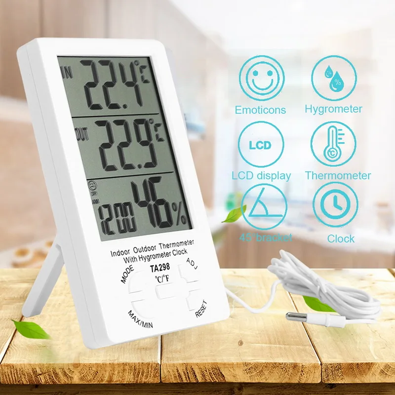 Multifuction Digital Hygrometer Temperature Humidity Mini Monitor Sensor Meter LCD Electronic Indoor Outdoor Home Room Guage
Multifuction Digital Hygrometer Temperature Humidity Mini Monitor Sensor Meter LCD Electronic Indoor Outdoor Home Room Guage