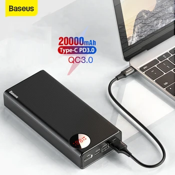 Baseus Power Bank 20000mAh PD Fast Charging USB Type C Quick Charge 3.0 PowerBank Car External Battery For xiaomi for Samsung
Baseus Power Bank 20000mAh PD Fast Charging USB Type C Quick Charge 3.0 PowerBank Car External Battery For xiaomi for Samsung