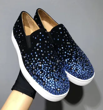Low Top Blue Crystal Slip-on Loafers Luxury Brand Men Shoes Black Starry Decor Men Red Bottom Fashion Couples Tide Shoes Outdoor
Low Top Blue Crystal Slip-on Loafers Luxury Brand Men Shoes Black Starry Decor Men Red Bottom Fashion Couples Tide Shoes Outdoor