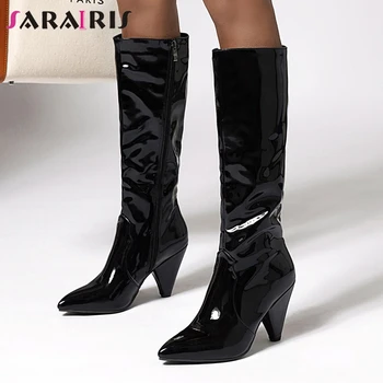 SARAIRIS 35-47 Lady Cool Pointed Toe High Heel Boots Brand Designer Boots Women Fashion Street Patent PU mid-calf Shoes Woman
SARAIRIS 35-47 Lady Cool Pointed Toe High Heel Boots Brand Designer Boots Women Fashion Street Patent PU mid-calf Shoes Woman