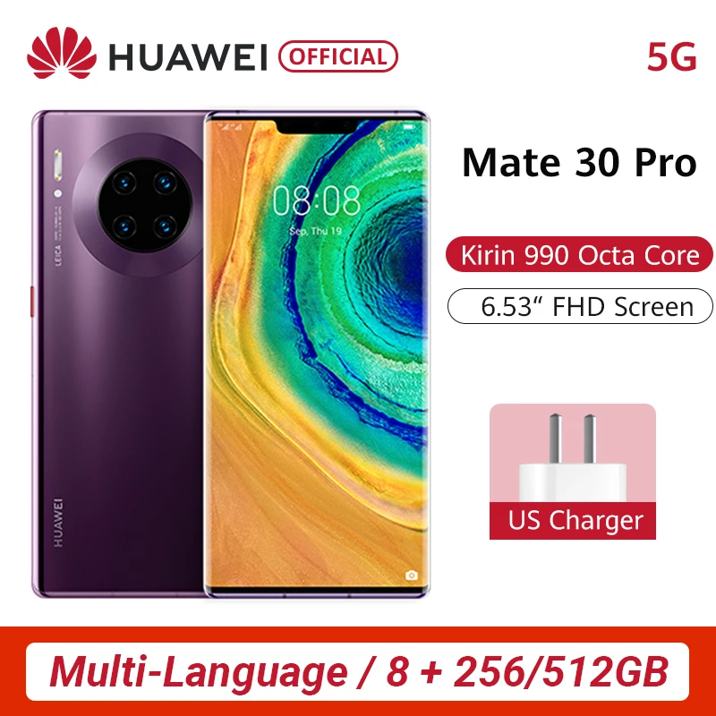 Original Huawei Mate 30 Pro 5G Smartphone 40MP Triple Cameras 32MP Front Camera 6.53'' Full Screen Kirin 990 27W Wireless QC 
Original Huawei Mate 30 Pro 5G Smartphone 40MP Triple Cameras 32MP Front Camera 6.53'' Full Screen Kirin 990 27W Wireless QC