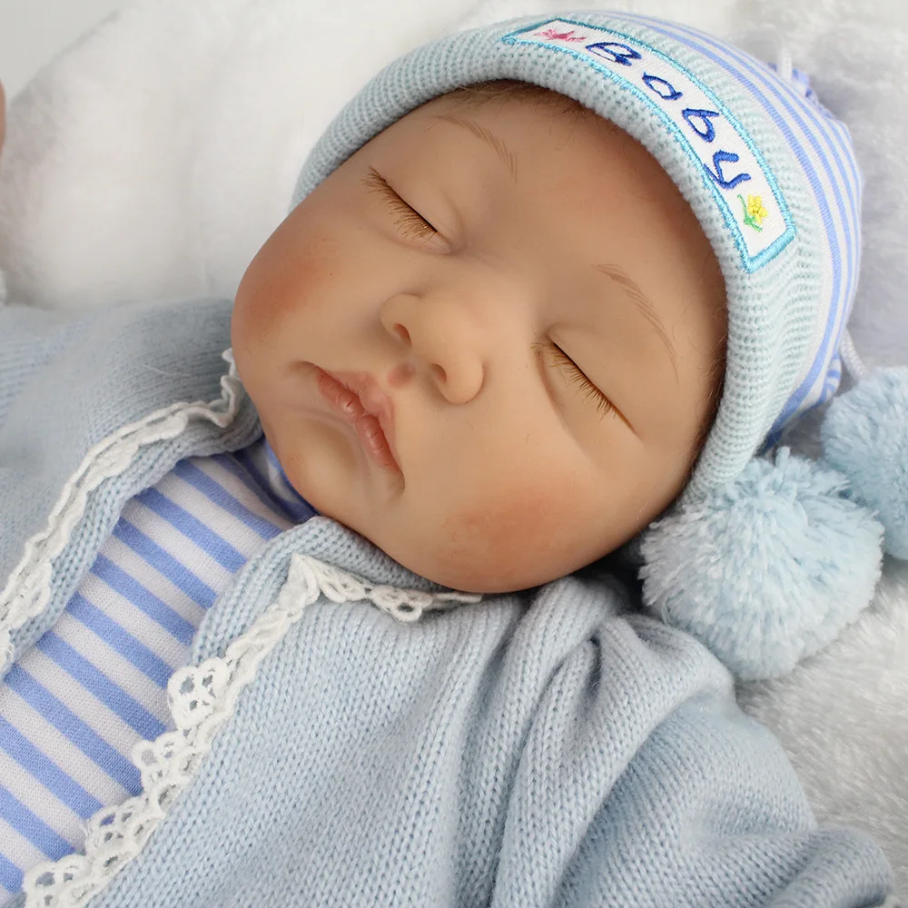 NPKDOLL reborn силиконовые детские куклы игрушки 22 дюйма хлопок тело закрытые глаза