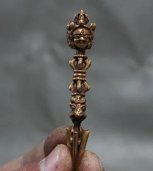 Tibet Bronze Gilt Gold 3 Face Mahakala Buddha Vajra Phurba Holder Amulet Pendant
Tibet Bronze Gilt Gold 3 Face Mahakala Buddha Vajra Phurba Holder Amulet Pendant