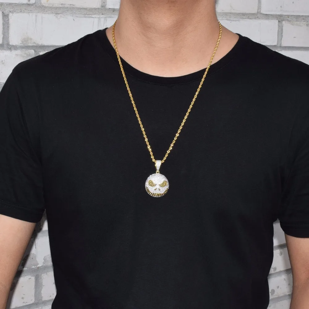 Fashion Cubic Zirconia Jack Skellington Cartoon Pendant Hip Hop Necklace Gold Silver Color Skull Jewelry For Men Women
Fashion Cubic Zirconia Jack Skellington Cartoon Pendant Hip Hop Necklace Gold Silver Color Skull Jewelry For Men Women