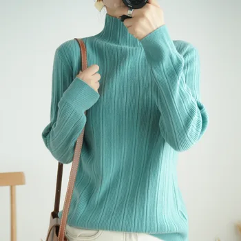 2020 new spring and autumn women's long-sleeved high-neck knitted solid color T-shirt
2020 new spring and autumn women's long-sleeved high-neck knitted solid color T-shirt