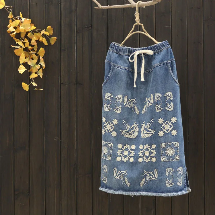 7315 New Style Spring WOMEN'S Dress Retro Elastic Waist Cowboy Embroidered Skirt High-waisted Mid-length Sheath Skirt
7315 New Style Spring WOMEN'S Dress Retro Elastic Waist Cowboy Embroidered Skirt High-waisted Mid-length Sheath Skirt