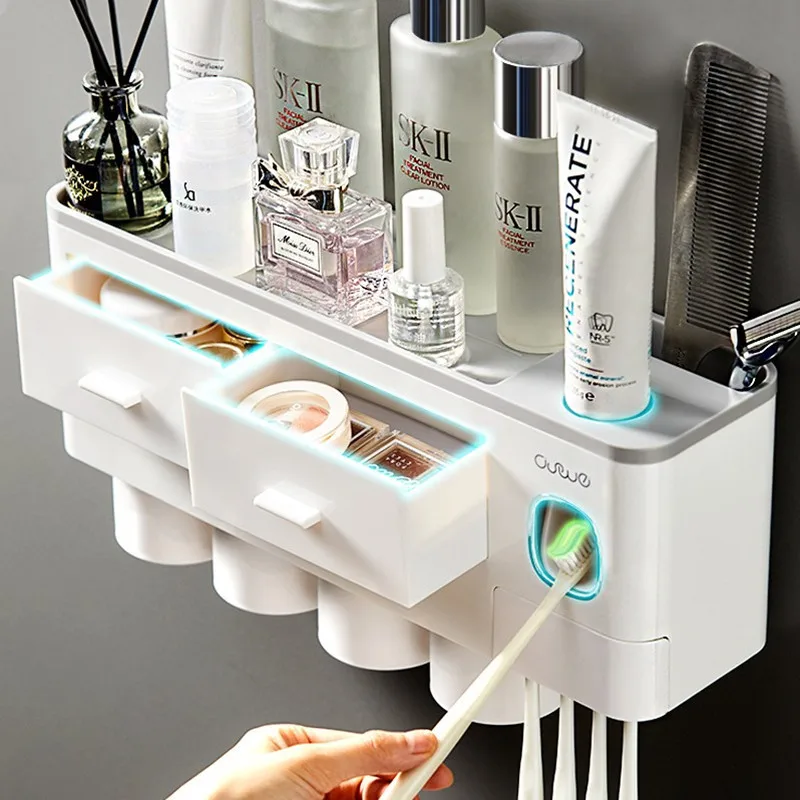 Magnetic Adsorption Inverted Toothbrush Holder Automatic Toothpaste Squeezer Dispenser Storage Rack Bathroom Accessories Home
Magnetic Adsorption Inverted Toothbrush Holder Automatic Toothpaste Squeezer Dispenser Storage Rack Bathroom Accessories Home