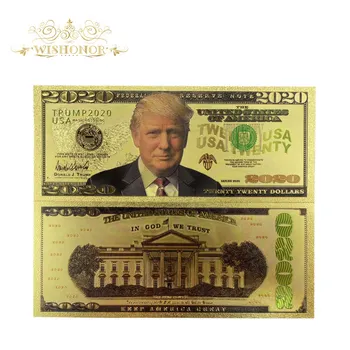1000Pcs/Lot Color USA 2020 Trump Banknotes Dollar Bills Bank Note in 24K Gold Plated Fake Currency For Free Shipping
1000Pcs/Lot Color USA 2020 Trump Banknotes Dollar Bills Bank Note in 24K Gold Plated Fake Currency For Free Shipping