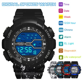 Waterproof Digital Sports Watch for Men 50mm PU Strap Fashion Colorful Night Light watch with Calendar Chronograph Luminous Week
Waterproof Digital Sports Watch for Men 50mm PU Strap Fashion Colorful Night Light watch with Calendar Chronograph Luminous Week
