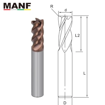 MANF 4 Flute HRC70 1R0.2-12R3.0 Square Round Nose Milling Cutter Tungsten Carbide Naco-Coated TiAIN End mill For Mold Industry
MANF 4 Flute HRC70 1R0.2-12R3.0 Square Round Nose Milling Cutter Tungsten Carbide Naco-Coated TiAIN End mill For Mold Industry