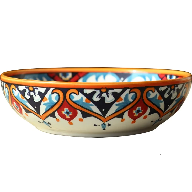 Bohemian Style Ceramic Deep Dish Underglaze Color Rice Dish Dinner Plate Tableware
Bohemian Style Ceramic Deep Dish Underglaze Color Rice Dish Dinner Plate Tableware