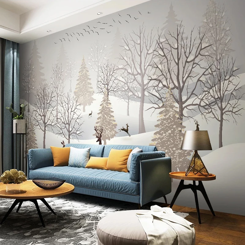 Custom-3D-Photo-Wallpaper-Nordic-Forest-Elk-Snow-Scenery-Wall-Murals-Modern-Restaurant-Living-Room-Bedroom (3)