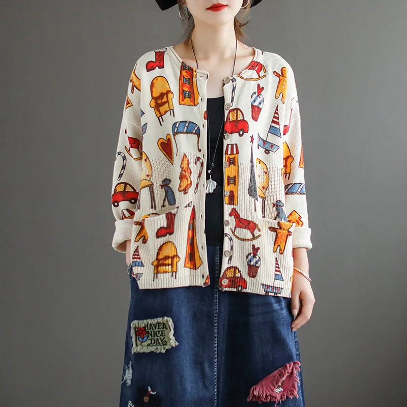 Women jackets Autumn Winter Knitting Loose Sweater Coat 2019 New Ladies Tops O-Neck Long-sleeved Cardigan Geometric jackets Tops
Women jackets Autumn Winter Knitting Loose Sweater Coat 2019 New Ladies Tops O-Neck Long-sleeved Cardigan Geometric jackets Tops