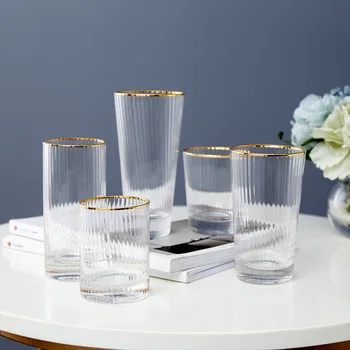 Unique Glass Cup Creative Juice Water Glass Tableware Transparent Drinking Glass Crystal with Gold Trim Kitchen Accessories
Unique Glass Cup Creative Juice Water Glass Tableware Transparent Drinking Glass Crystal with Gold Trim Kitchen Accessories
