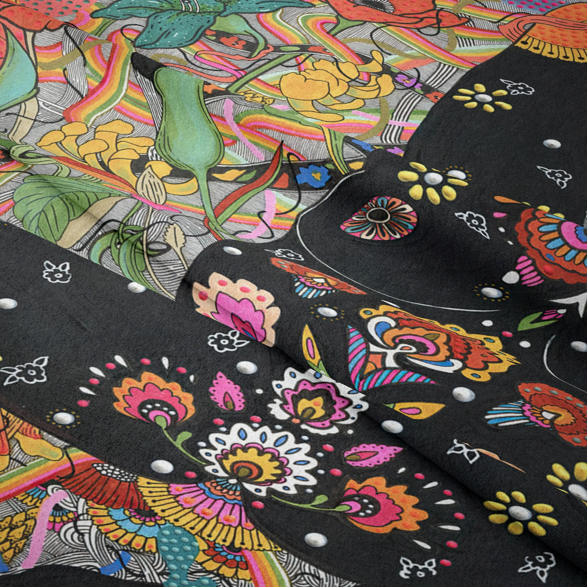 Gobeliny Czeskie Trippy Wall w stylu Hippie z kwiatową Mandala, indie gobelin ścienny abstrakcyjny, dywan artystyczny, dekoracja w stylu Boho na sofę, jogi - Wianko - 9