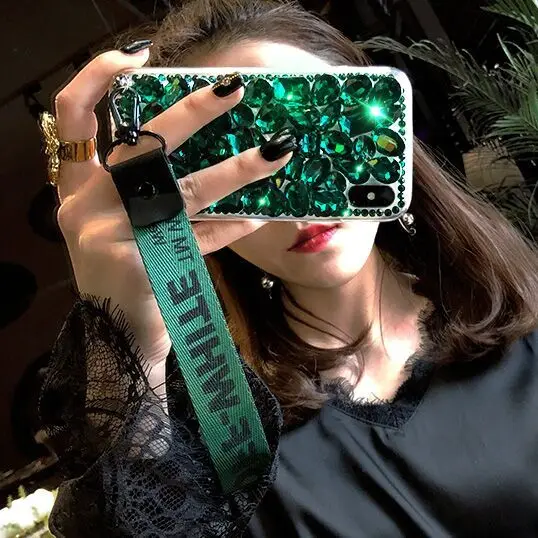 Изумрудный чехол для телефона с браслетом Для Huawei Y8S Y9S Y9A Y5P Y6P Y6S Y7P Y7A Y8P Y5 Y6 Y7 Y8 Y9 Pro