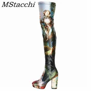 Mstacchi Retro Girl Oil Painting Print Zipper Knightly Boots Mature Thick Bottom Heels For Women Round Toe Sewing Knee Boots
Mstacchi Retro Girl Oil Painting Print Zipper Knightly Boots Mature Thick Bottom Heels For Women Round Toe Sewing Knee Boots