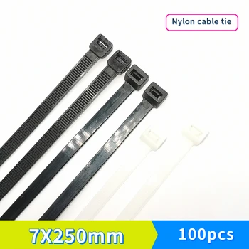 Self-locking plastic nylon cable tie 100 PCS black and white 7X250 cable tie fixing ring cable tie zipper tape, nylon cable tie 
Self-locking plastic nylon cable tie 100 PCS black and white 7X250 cable tie fixing ring cable tie zipper tape, nylon cable tie