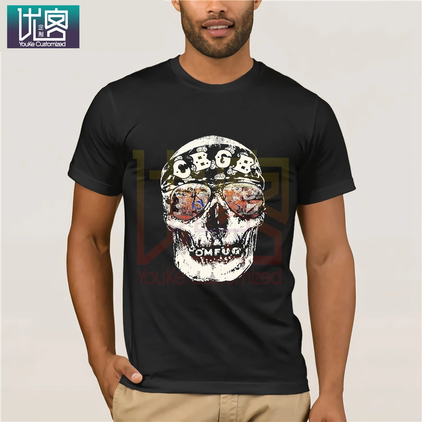 Cbgb Omfug 1973 NYC рок-н-ролл Музыкальный клуб Череп солнцезащитные очки футболка юмор