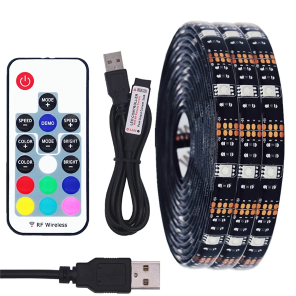 DC 5V USB Led Light Strip 5050 Waterproof RGB LED Light Flexible 50CM 1M 2M 17Key Remote For TV Background Lighting Led Strip
DC 5V USB Led Light Strip 5050 Waterproof RGB LED Light Flexible 50CM 1M 2M 17Key Remote For TV Background Lighting Led Strip