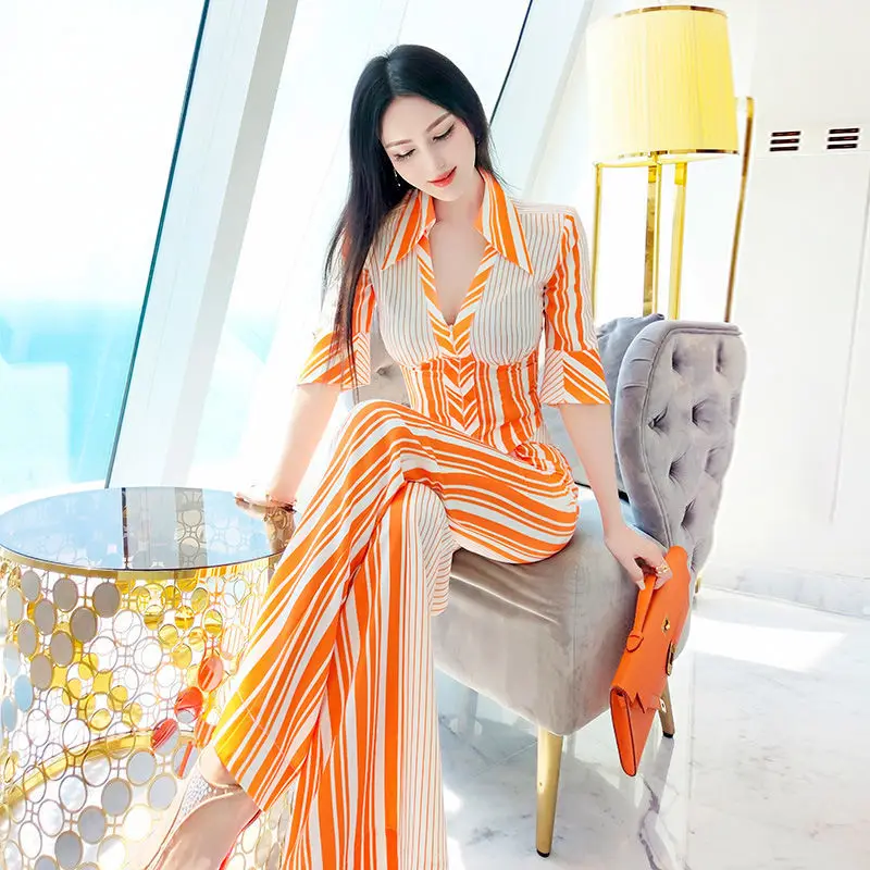 Early Summer Temperament V-Neck Stripe Color Contrast Suit 2023 New Medium Sleeve Shirt Top Micro Flared Pants Two Piece Set
Early Summer Temperament V-Neck Stripe Color Contrast Suit 2023 New Medium Sleeve Shirt Top Micro Flared Pants Two Piece Set