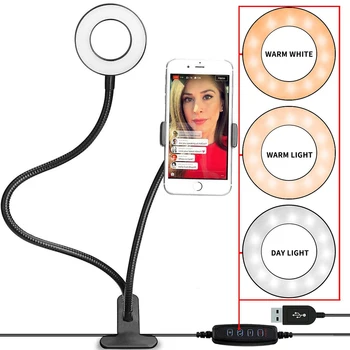 Dimmable Selfie Ring Light Lamp With Flexible Phone Holder Mini Photography Camera Makeup Video Light D30 
Dimmable Selfie Ring Light Lamp With Flexible Phone Holder Mini Photography Camera Makeup Video Light D30
