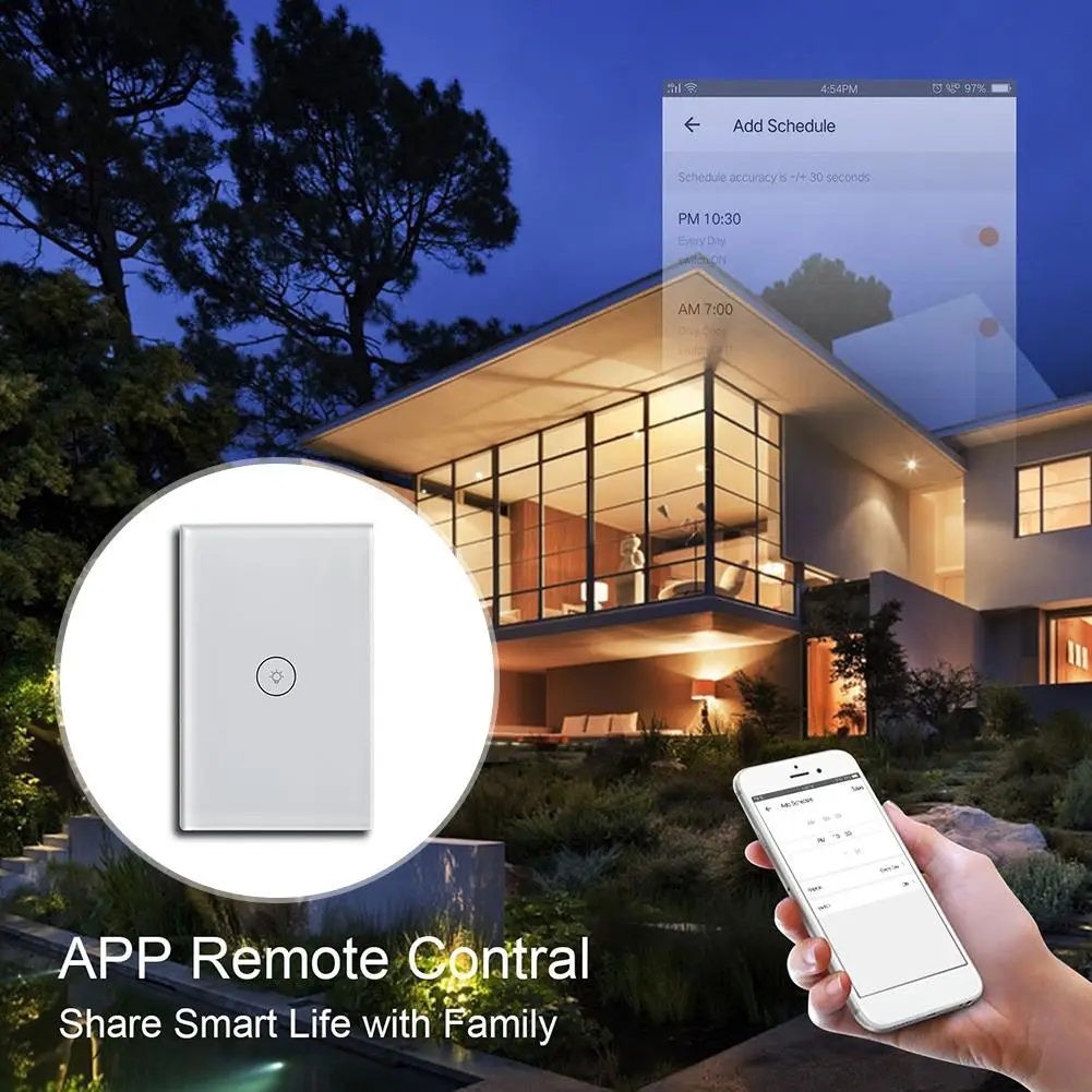 10A 110V WiFi Touch Switch 1-3Gang US Plug Timer Touch Switches APP Compatible for Alexa Google Home Control Timer
10A 110V WiFi Touch Switch 1-3Gang US Plug Timer Touch Switches APP Compatible for Alexa Google Home Control Timer