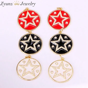 10PCS, Metal with zircon enamel round with star pendant charms cz pendant jewelry Gold Color NEW fashion accessories
10PCS, Metal with zircon enamel round with star pendant charms cz pendant jewelry Gold Color NEW fashion accessories