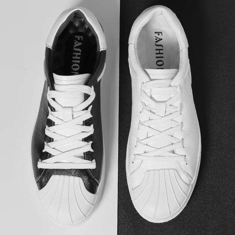 The first layer of leather shellfish head shoes leather small white shoes Korean version of the trend of casual shoes men's shoe