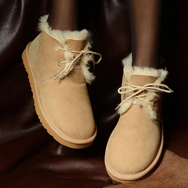 Фото Женские зимние ботинки из натуральной овечьей кожи до - купить