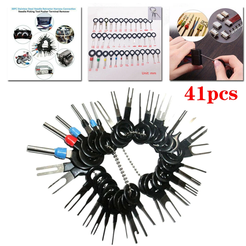 41pcs Car Terminal Removal Kit Wiring Crimp Connector Pin Extractor Puller Terminal Repair Professional Tools
41pcs Car Terminal Removal Kit Wiring Crimp Connector Pin Extractor Puller Terminal Repair Professional Tools