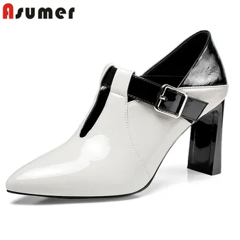 ASUMER 2020 hot sale patent leather pumps women single shoes spring summer mixed colors buckle fashion dress shoes female
ASUMER 2020 hot sale patent leather pumps women single shoes spring summer mixed colors buckle fashion dress shoes female