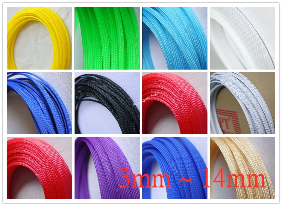 

1M 3 4 6 8 10 12 14 mm Cable Sleeve PET Braided Expandable Wire Wrap Insulated Nylon High Density Tight Sheath Protector Harness