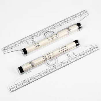 30cm Rolling Parallel Ruler Foot Inch Metric Angle Rule Balancing Scale Drawing Reglas Multi-Purpose Rolling Ruler Office Design